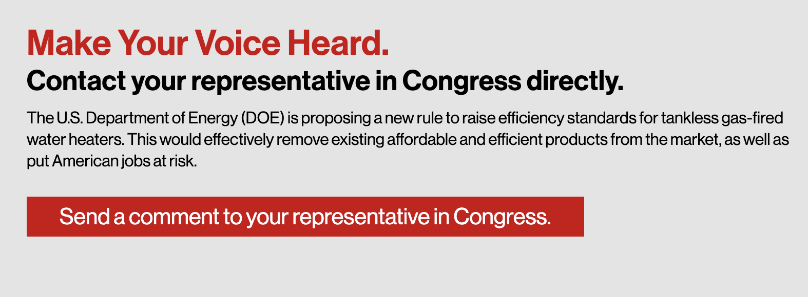 Legislative Alert! Biden attacks water heaters!